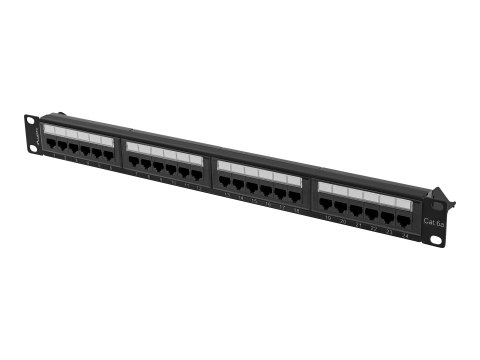 Lanberg PPUA-1024-B - Krosownica - do montażu na stelażu - CAT 6a - UTP - RJ-45 X 24 - RAL 9004, czarny - 1U - 19"