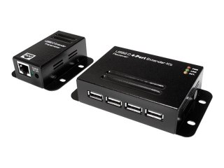 LogiLink USB 2.0 Cat. 5 Extender with 4-Port Hub, Receiver and Transmitter - Przedłużacz USB - USB 2.0 - do 50 m