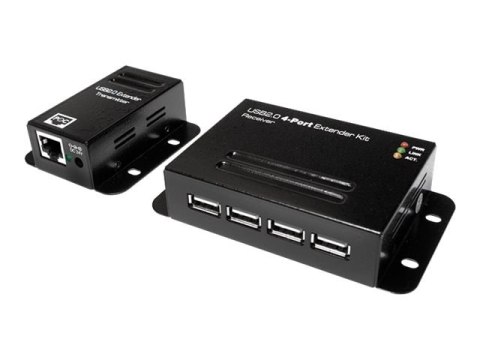 LogiLink USB 2.0 Cat. 5 Extender with 4-Port Hub, Receiver and Transmitter - Przedłużacz USB - USB 2.0 - do 50 m