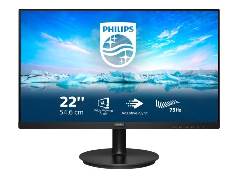 Philips V-line 222V8LA - Monitor LED - 22" - 1920 x 1080 Full HD (1080p) @ 75 Hz - VA - 250 cd/m² - 3000:1 - 4 ms - HDMI, VGA, D
