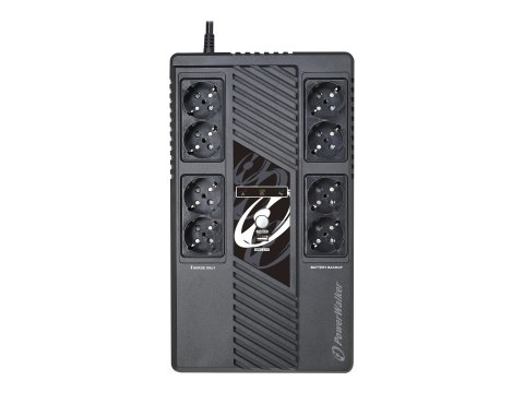 PowerWalker VI 1000 MS - UPS - AC 230 V - 600 wat - 1000 VA - 9 Ah - USB - złącza wyjściowe: 8