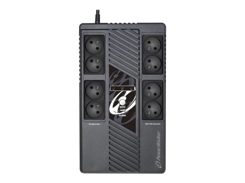 PowerWalker VI 800 MS FR - UPS - AC 230 V - 480 wat - 800 VA - 9 Ah - USB - złącza wyjściowe: 8 - Francja