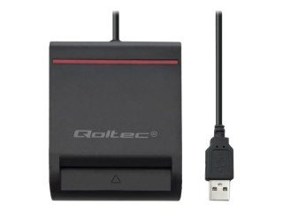Qoltec 50642 - Czytnik kart SMART - USB 2.0 - czarny