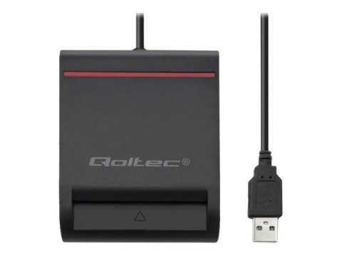 Qoltec 50642 - Czytnik kart SMART - USB 2.0 - czarny