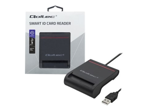 Qoltec 50642 - Czytnik kart SMART - USB 2.0 - czarny