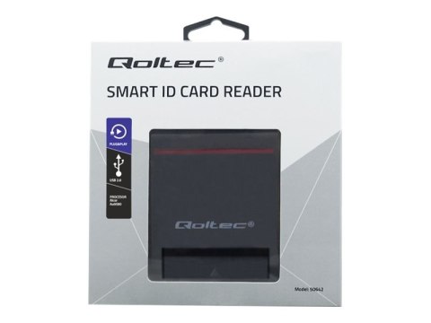 Qoltec 50642 - Czytnik kart SMART - USB 2.0 - czarny