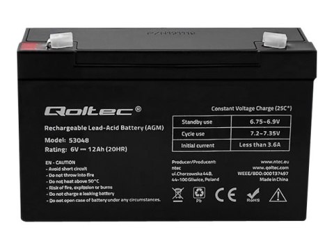Qoltec 53048 - Bateria do UPSa - 1 x bateria - kwasowo-ołowiowy - 12 Ah