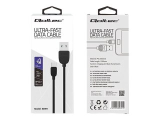 Qoltec - Kabel USB - USB-C (M) do USB (M) - 1.2 m - czarny