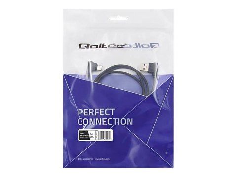 Qoltec - Kabel USB - USB-C (M) kątowe do USB (M) kątowe - USB 2.0 - 1 m - czarny