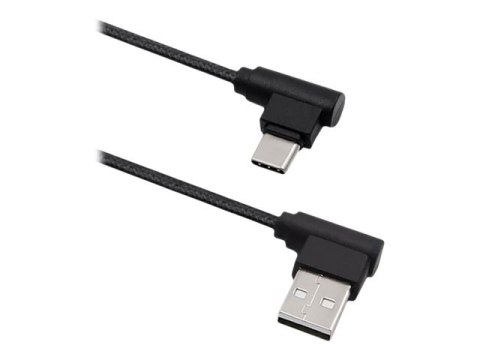 Qoltec - Kabel USB - USB-C (M) kątowe do USB (M) kątowe - USB 2.0 - 1 m - czarny
