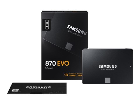 Samsung 870 EVO MZ-77E1T0B - SSD - zaszyfrowany - 1 TB - wewnętrzny - 2,5" - SATA 6Gb/s - bufor: 1 GB - 256 bitów AES - TCG Opal