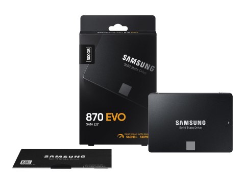 Samsung 870 EVO MZ-77E500B - SSD - zaszyfrowany - 500 GB - wewnętrzny - 2,5" - SATA 6Gb/s - bufor: 512 MB - 256 bitów AES - TCG 