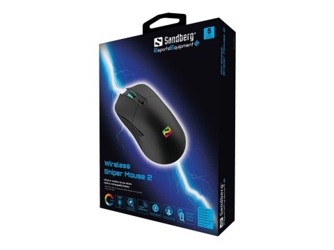 Sandberg Wireless Sniper Mouse 2 - Mysz - 6 przyciski - bezprzewodowa, przewodowa - 2.4 GHz - odbiornik bezprzewodowy USB