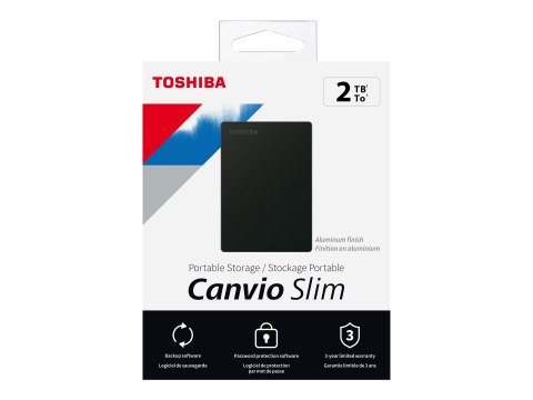 Toshiba Canvio Slim - Dysk twardy - 2 TB - zewnętrzny (przenośne) - 2,5" - USB 3.2 Gen 1 - czarny