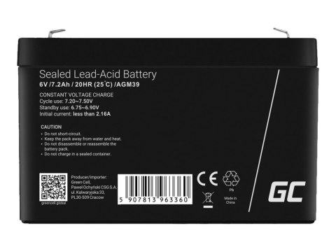 Green Cell - Bateria - kwasowo-ołowiowy - 7.2 Ah - czarny
