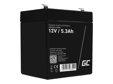 Green Cell - Bateria systemu alarmowego - kwasowo-ołowiowy - 5.3 Ah - czarny