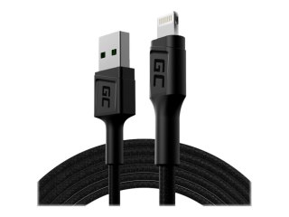 Green Cell GC Ray - Kabel Lightning - USB męski do Lightning męski białe podświetlenie LED - 2 m - podwójne ekranowanie - czarny