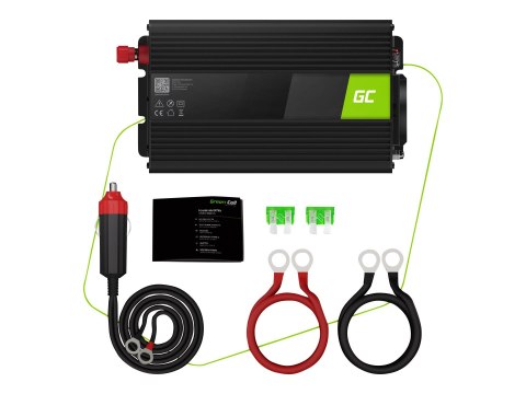 Green Cell - Inwerter DC na AC - 12 V - 1000 wat - złącza wyjściowe: 1 - czarny