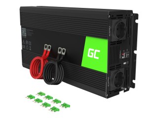 Green Cell - Inwerter DC na AC - 12 V - 1500 wat - złącza wyjściowe: 2 - czarny