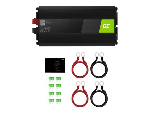 Green Cell - Inwerter DC na AC - 12 V - 3000 wat - złącza wyjściowe: 2 - czarny