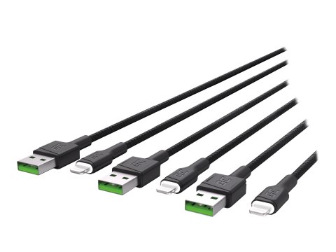 Green Cell Ray - Kabel Lightning - Lightning męski do USB męski - 1.2 m - podwójne ekranowanie - czarny (pakiet 3)