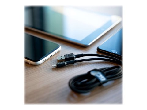 Green Cell Ray - Kabel Lightning - Lightning męski do USB męski - 1.2 m - podwójne ekranowanie - czarny (pakiet 3)