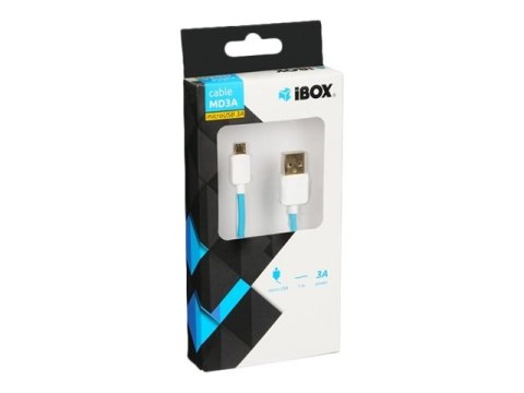 IBOX - Kabel USB - USB (M) do Micro-USB Typ B (M) - 3 A - 1 m - niebieski