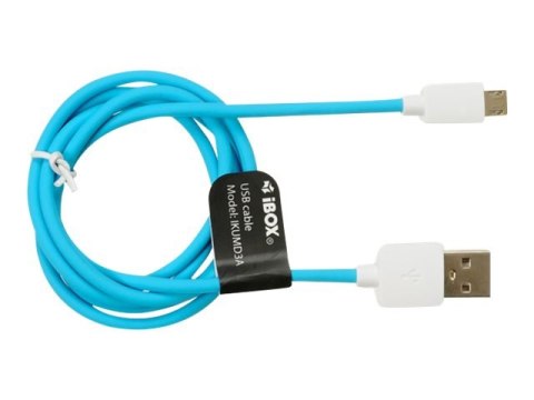 IBOX - Kabel USB - USB (M) do Micro-USB Typ B (M) - 3 A - 1 m - niebieski