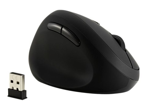 Kensington Pro Fit Ergo Wireless Mouse - Mysz pionowa - ergonomiczna - dla leworęcznych - 6 przyciski - bezprzewodowa - 2.4 GHz