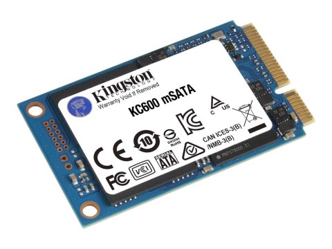 Kingston KC600 - SSD - zaszyfrowany - 1024 GB - wewnętrzny - mSATA - SATA 6Gb/s - 256 bitów AES - TCG Opal Encryption, Self-Encr