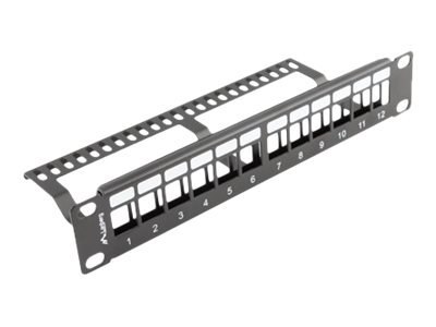 Lanberg PPKS-9112-B - Panel krosowniczy (zatyczka) - do montażu na stelażu - czarny - 1U - 10" - liczba portów — 12