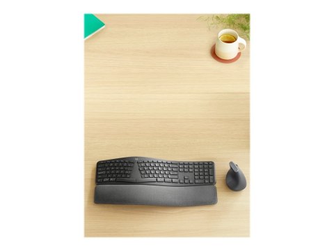 Logitech ERGO K860 - Klawiatura - bezprzewodowa - 2.4 GHz, Bluetooth 5.0 - QWERTY - Międzynarodowy USA - grafitowy