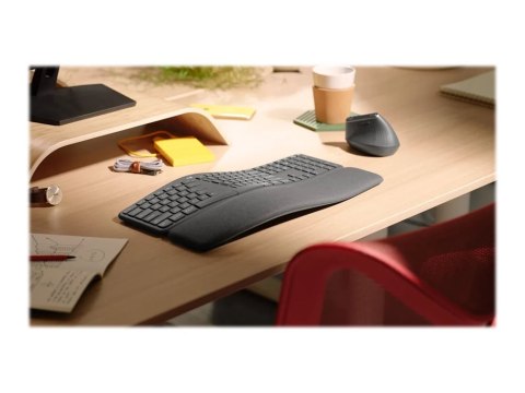 Logitech ERGO K860 - Klawiatura - bezprzewodowa - 2.4 GHz, Bluetooth 5.0 - QWERTY - Międzynarodowy USA - grafitowy