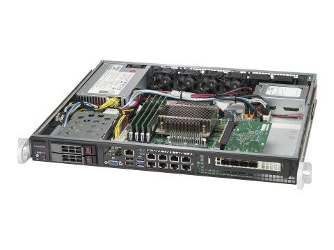 Supermicro SC513 BTQC-350B - Montowany w stojaku 1U - rozszerzenie ATX - SATA/SAS - wymiana podczas pracy 350 wat - czarny - USB
