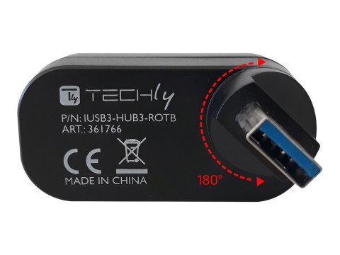 TECHly Mini Rotating Hub - Koncentrator - 3 x SuperSpeed USB 3.0 - stacjonarny