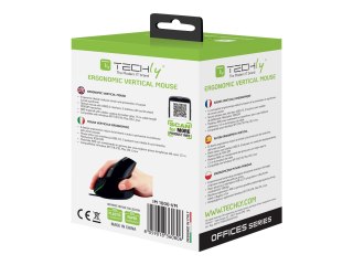 TECHly Offices Series - Mysz pionowa - ergonomiczna - optyczna - 5 przyciski - przewodowa - USB 2.0 - czarny