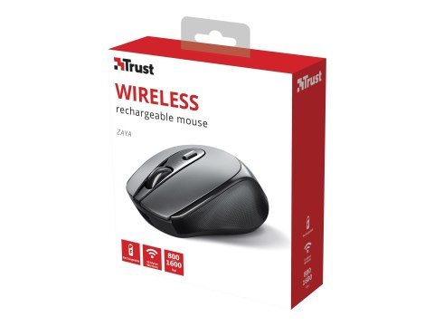 Trust Zaya - Mysz - prawo i leworęczna - optyczna - 4 przyciski - bezprzewodowa - 2.4 GHz - odbiornik bezprzewodowy USB - czarny