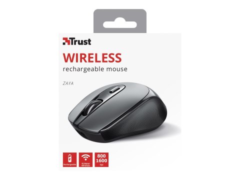 Trust Zaya - Mysz - prawo i leworęczna - optyczna - 4 przyciski - bezprzewodowa - 2.4 GHz - odbiornik bezprzewodowy USB - czarny