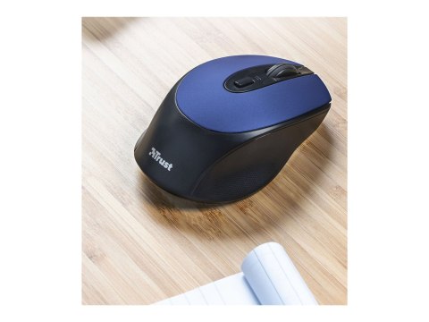 Trust Zaya - Mysz - prawo i leworęczna - optyczna - 4 przyciski - bezprzewodowa - 2.4 GHz - odbiornik bezprzewodowy USB - niebie