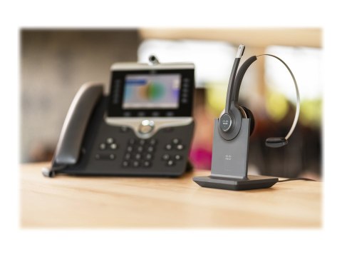 Cisco 561 Wireless Single - Słuchawka - nauszne - rozkładany - DECT 6.0 - bezprzewodowa - z Standard Base Station - fabrycznie r