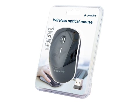 Gembird - Mysz - optyczna - 4 przyciski - bezprzewodowa - 2.4 GHz - odbiornik bezprzewodowy USB - czarny