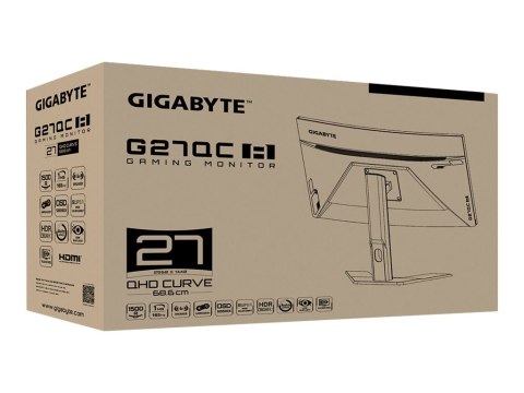 Gigabyte G27QC A - Monitor LED - zaokrąglony - 27" - 2560 x 1440 QHD @ 165 Hz - VA - 250 cd/m² - 4000:1 - 1 ms - 2xHDMI, Display