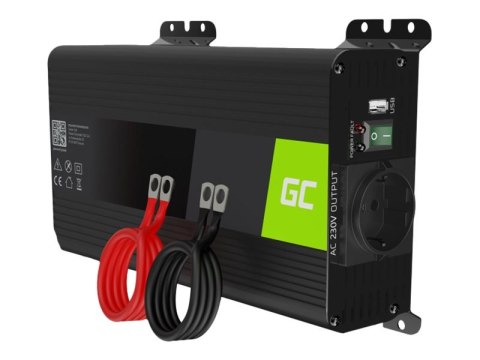 Green Cell - Inwerter DC na AC - DC 12 V - 500 wat - złącza wyjściowe: 1 - czarny