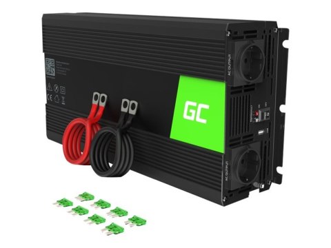 Green Cell - Inwerter DC na AC - DC 24 V - 3000 wat - złącza wyjściowe: 2 - czarny