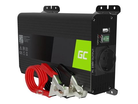 Green Cell PRO INVGC05 - Inwerter DC na AC - DC 12 V - 300 wat - złącza wyjściowe: 1 - Europa - czarny