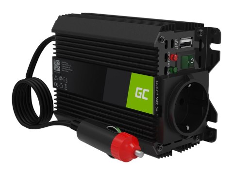 Green Cell PRO INVGC06 - Inwerter DC na AC - DC 12 V - 150 wat - złącza wyjściowe: 1 - Europa - czarny