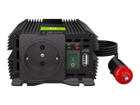 Green Cell PRO INVGC06 - Inwerter DC na AC - DC 12 V - 150 wat - złącza wyjściowe: 1 - Europa - czarny