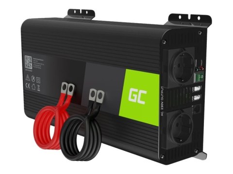 Green Cell PRO - Inwerter DC na AC - DC 12 V - 2000 wat - złącza wyjściowe: 2 - czarny