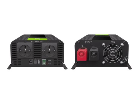 Green Cell PRO - Inwerter DC na AC - DC 12 V - 2000 wat - złącza wyjściowe: 2 - czarny