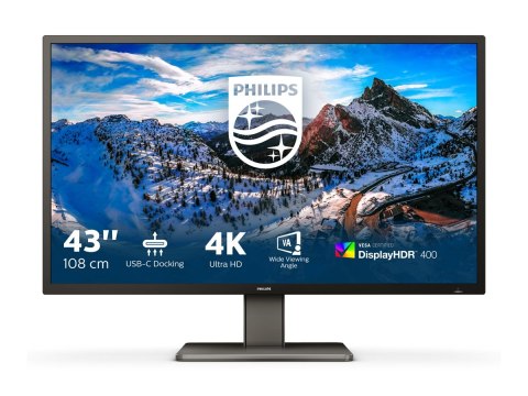 Philips 439P1 - Monitor LED - 43" - 3840 x 2160 4K @ 60 Hz - VA - 400 cd/m² - 4000:1 - DisplayHDR 400 - 4 ms - 3xHDMI, DisplayPo